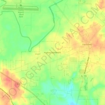 Hudson Settlement topographic map, elevation, terrain