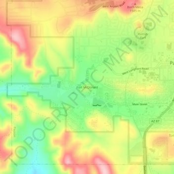 Fort McDonald topographic map, elevation, terrain
