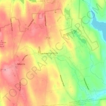East Morris topographic map, elevation, terrain