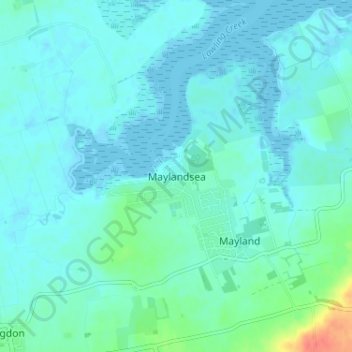 Maylandsea topographic map, elevation, terrain