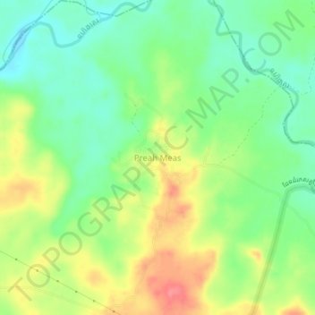 Preah Meas topographic map, elevation, terrain