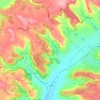 Montcuq topographic map, elevation, terrain