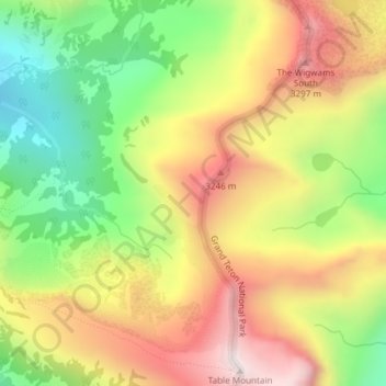 Teton Range topographic map, elevation, terrain