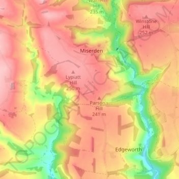 Sudgrove topographic map, elevation, terrain