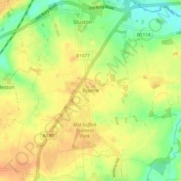 Brome topographic map, elevation, terrain