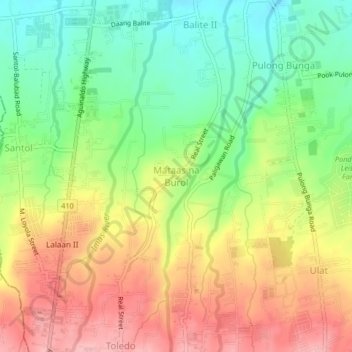 Mataas na Burol topographic map, elevation, terrain
