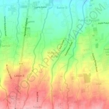 Mataas na Burol topographic map, elevation, terrain