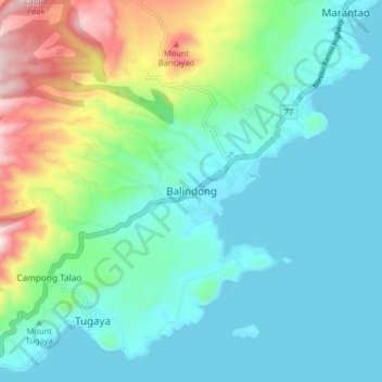 Balindong topographic map, elevation, terrain