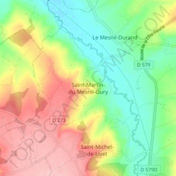 Saint-Martin-du-Mesnil-Oury topographic map, elevation, terrain
