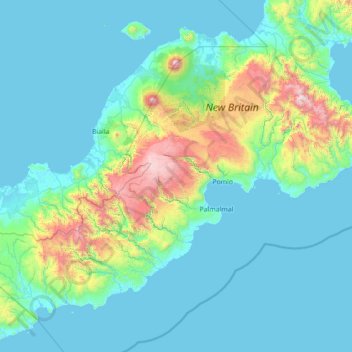 Pomio District topographic map, elevation, terrain