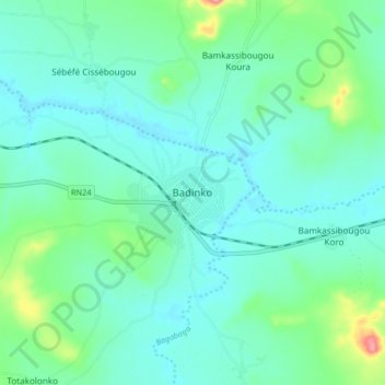 Badinko topographic map, elevation, terrain