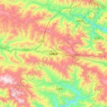 Lüchun topographic map, elevation, terrain