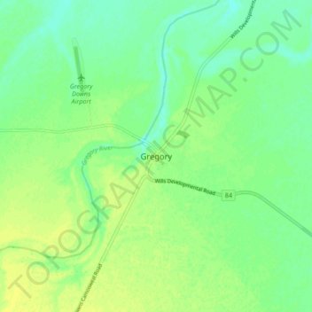 Gregory topographic map, elevation, terrain