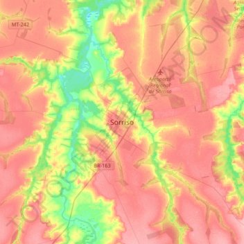 Sorriso topographic map, elevation, terrain