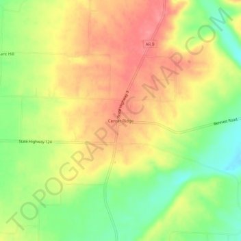 Center Ridge topographic map, elevation, terrain