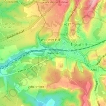 Hammer topographic map, elevation, terrain