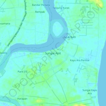 Sungai Apit topographic map, elevation, terrain