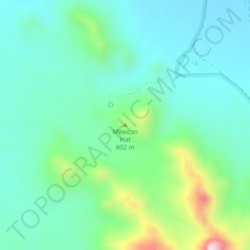 Mexican Hat topographic map, elevation, terrain