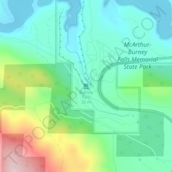 Burney Falls topographic map, elevation, terrain