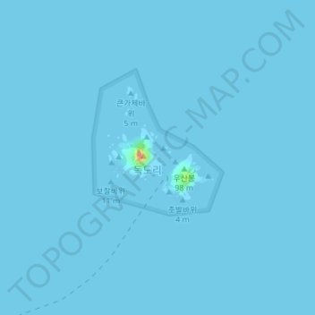Dokdo Island topographic map, elevation, terrain