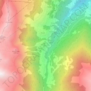Mâche topographic map, elevation, terrain