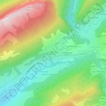 Forgeassoud-dessus topographic map, elevation, terrain