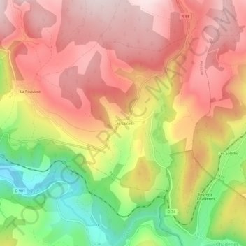 Les Salces topographic map, elevation, terrain