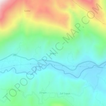 Krajkë topographic map, elevation, terrain