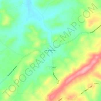 Middlebrook topographic map, elevation, terrain