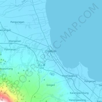 Cirebon topographic map, elevation, terrain
