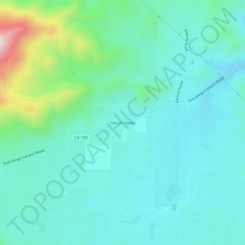 Yokuts Valley topographic map, elevation, terrain