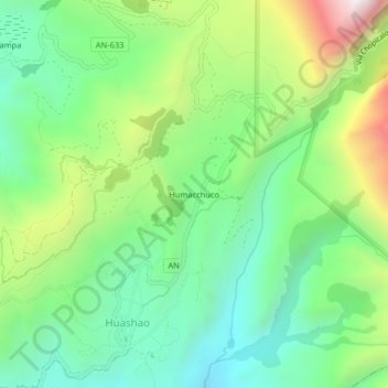 Humacchuco topographic map, elevation, terrain