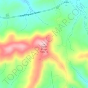 Indian Ridge topographic map, elevation, terrain
