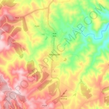 Melmoth topographic map, elevation, terrain