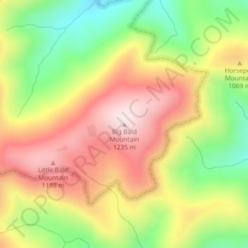 Big Bald Mountain topographic map, elevation, terrain