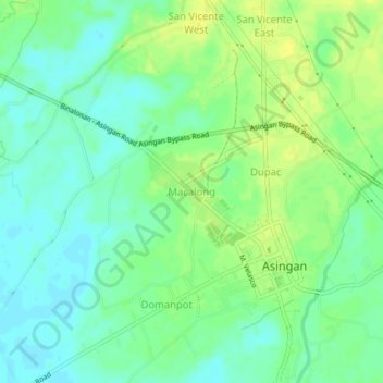 Macalong topographic map, elevation, terrain