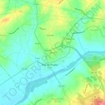 Estrada topographic map, elevation, terrain