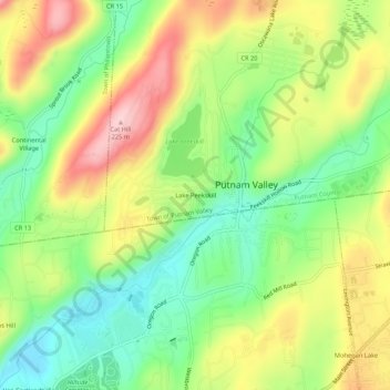 Lake Peekskill topographic map, elevation, terrain