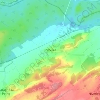 Romerée topographic map, elevation, terrain