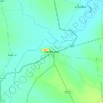 Navalagunda topographic map, elevation, terrain