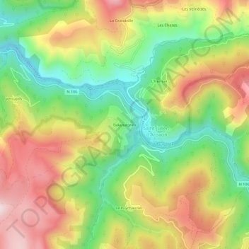 Balazuègnes topographic map, elevation, terrain