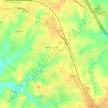 Kristiansand topographic map, elevation, terrain