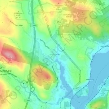 Fitch Corner topographic map, elevation, terrain