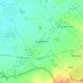 Puttenham topographic map, elevation, terrain