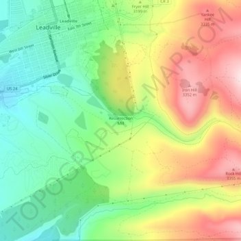 Resurrection Mill topographic map, elevation, terrain