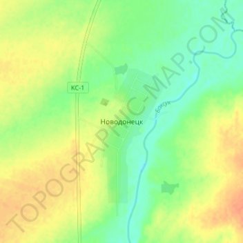 Новодонецк topographic map, elevation, terrain