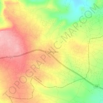 Kiwangwa topographic map, elevation, terrain