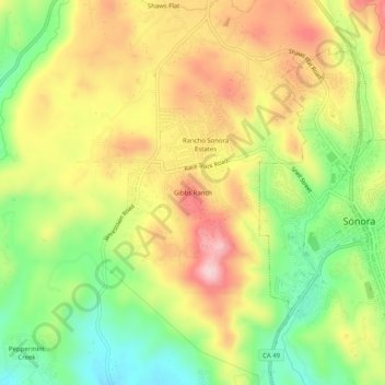 Gibbs Ranch topographic map, elevation, terrain