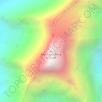 Machapuchare topographic map, elevation, terrain