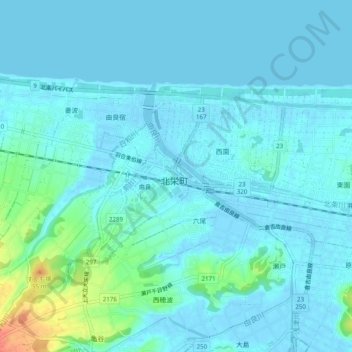 由良/大栄 topographic map, elevation, terrain